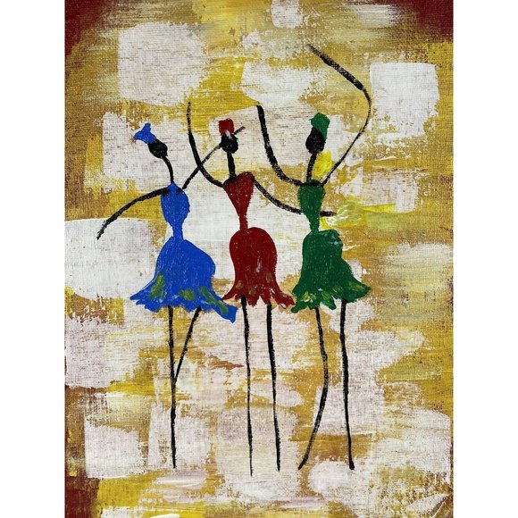 Original Acrylic on Canvas Board “Soul Sisters” Camlica 3 of 3, BFF, girlfriends - Picture 2 of 7